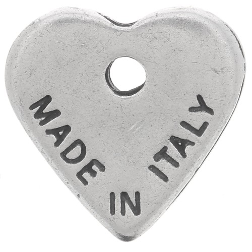 13mm Heart charm - Made in Italy - Antique Silver x1