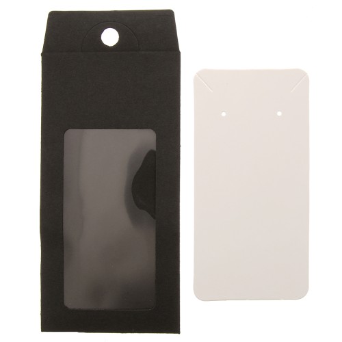 13x6.5cm Cardboard Jewellery box with label - Black - White x1