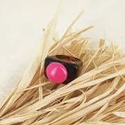 Large resin ring - Size 54 - Transparent - Dark brown marbled x1