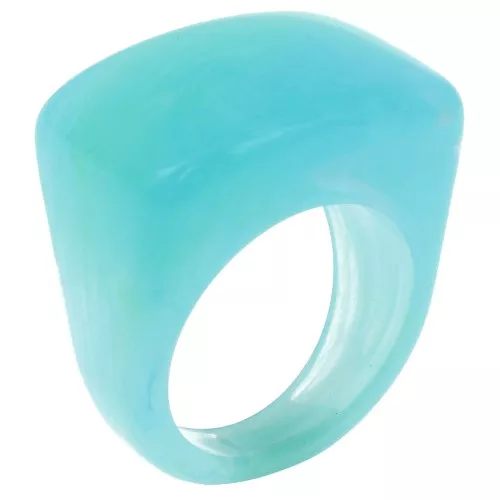 Large resin ring - Size 54 - Marbled Turquoise x1
