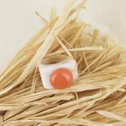 Large resin ring - Size 54 - Beige - Marbled brown x1