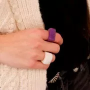 Large resin ring - Size 54 - Beige - Marbled brown x1