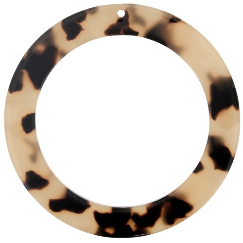 54.5mm Acetate Hollow Circle Pendant - Tortoiseshell - Beige - Black x1