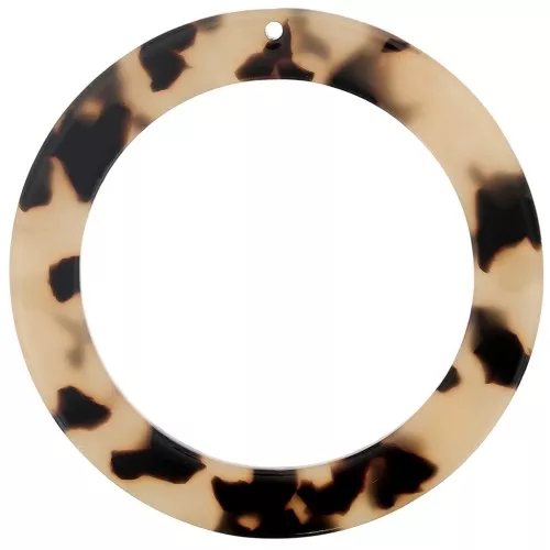 54.5mm Acetate Hollow Circle Pendant - Tortoiseshell - Beige - Black x1