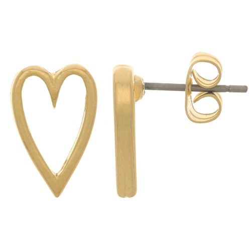 13x8mm Heart EarStuds - Fine Gold Plated x2