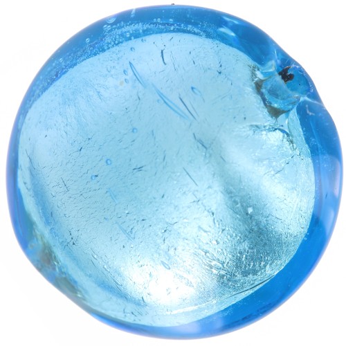 Silver foil Murano flat round 16mm Aquamarine x1