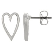 13x8mm Heart EarStuds - Fine silver plating x2|raw }}