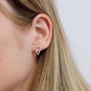 13x8mm Heart EarStuds - Fine silver plating x2
