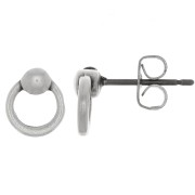 7mm Mini hoop earstuds - Fine Antique silver plating x2|raw }}
