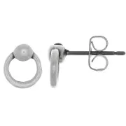 7mm Mini hoop earstuds - Fine Antique silver plating x2