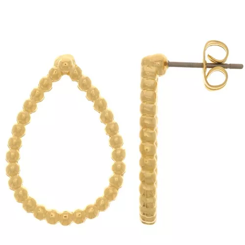 23x16mm Earstuds with small balls - Fine Gold plated x2