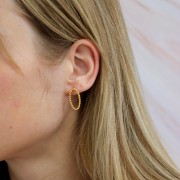 22x11mm Oval EarStuds with small balls - Fine Gold plated x2