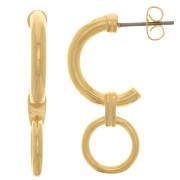 30x12mm Ethnic design earstuds - Fine Gold plated x2