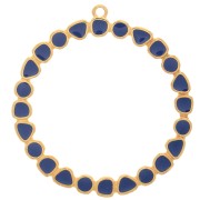 48mm Round ring pendant with epoxy resin - Gold plated - Navy Blue x1|raw }}