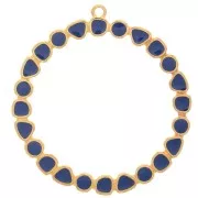 48mm Round ring pendant with epoxy resin - Gold plated - Navy Blue x1