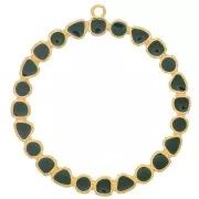 48mm Round ring pendant with epoxy resin - Gold plated - Fir Green x1