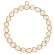 48mm Round ring pendant with epoxy resin - Gold plated - Ivory x1|raw }}