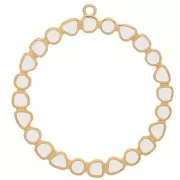 48mm Round ring pendant with epoxy resin - Gold plated - Ivory x1