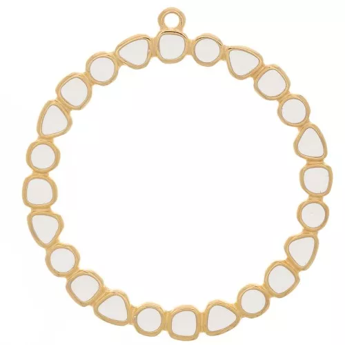 48mm Round ring pendant with epoxy resin - Gold plated - Ivory x1