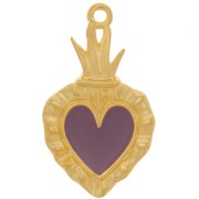 27x15mm Ex-voto Heart Pendant - Fine Gold plated - Plum x1|raw }}