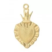 27x15mm Ex-voto Heart Pendant - Fine Gold plated - Plum x1