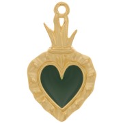 27x15mm Ex-voto Heart Pendant - Fine Gold plated - Green x1|raw }}