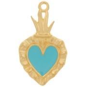 27x15mm Ex-voto Heart Pendant - Fine Gold plated - Turquoise x1