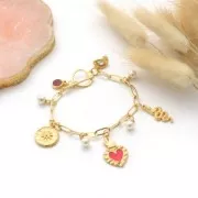 27x15mm Ex-voto Heart Pendant - Fine Gold plated - Turquoise x1