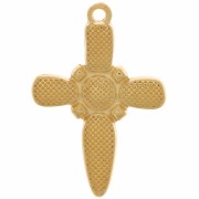 28x19mm Cross pendant with epoxy resin - Fine Gold plated - Black x1