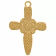 28x19mm Cross pendant with epoxy resin - Fine Gold plated - Turquoise x1