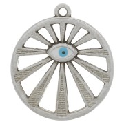 22mm Round openwork eye pendant with epoxy resin - Antique Silver - Blue x1|raw }}