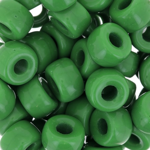 Large hole beads - Pony Beads - 9 mm - Preciosa - Opaque Olive Green x15