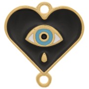 18x17mm Spacer with eye pattern and epoxy resin - Fine gold plating - Black x1
