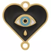 18x17mm Spacer with eye pattern and epoxy resin - Fine gold plating - Black x1