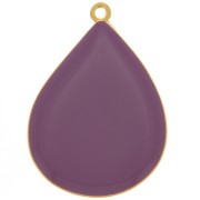 32x23mm drop Pendant with epoxy resin - Fine Gold plated - Plum x1|raw }}
