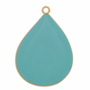 32x23mm drop Pendant with epoxy resin - Fine Gold plated - Turquoise x1|raw }}