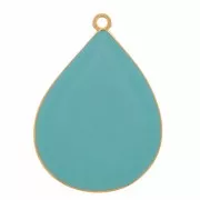 32x23mm drop Pendant with epoxy resin - Fine Gold plated - Turquoise x1