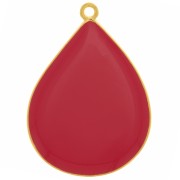 32x23mm drop Pendant with epoxy resin - Fine Gold plated - Red x1|raw }}