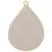 32x23mm drop Pendant with epoxy resin - Fine Gold plated - Taupe x1