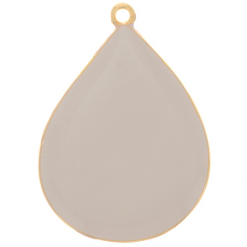 32x23mm drop Pendant with epoxy resin - Fine Gold plated - Taupe x1