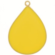 32x23mm drop Pendant with epoxy resin - Fine Gold plated - Yellow x1|raw }}