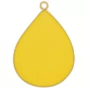 32x23mm drop Pendant with epoxy resin - Fine Gold plated - Yellow x1
