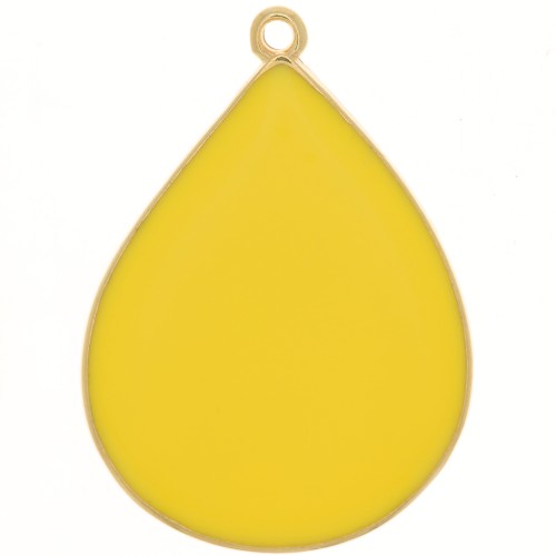 32x23mm drop Pendant with epoxy resin - Fine Gold plated - Yellow x1