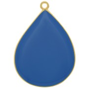32x23mm drop Pendant with epoxy resin - Fine Gold plated - Royal blue x1|raw }}