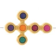 16x11mm Cross Spacer with epoxy resin - Fine Gold plated - Multicoloured x1