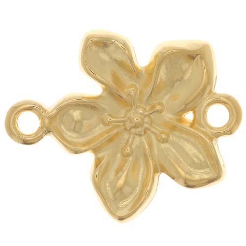 18x15mm 2-ring flower spacer - Fine Gold Tone x1