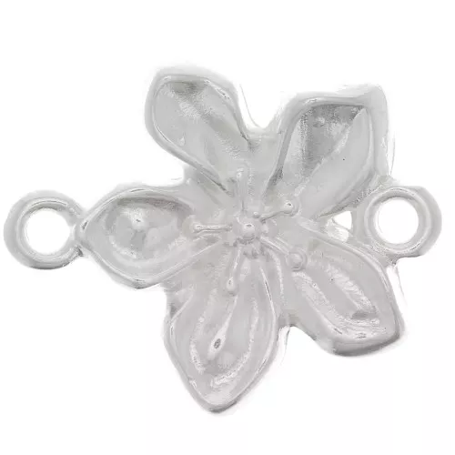 18x15mm 2-ring flower spacer - Fine silver plating x1
