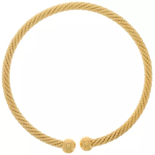 Adjustable jonc Bracelet - Twisted Rope Effect - Fine Gold plated x1