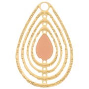 18x12mm Openwork charm with epoxy resin - Gold Tone - Light Pink x1