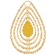 18x12mm Openwork charm with epoxy resin - Gold Tone - Yellow x1